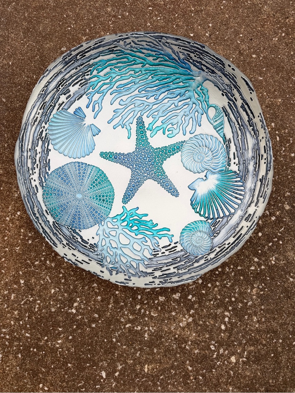 MUDO Coastal Sea Life Wall Plate - Blue Teal Decorative Art. EXCELLENT CONDITION